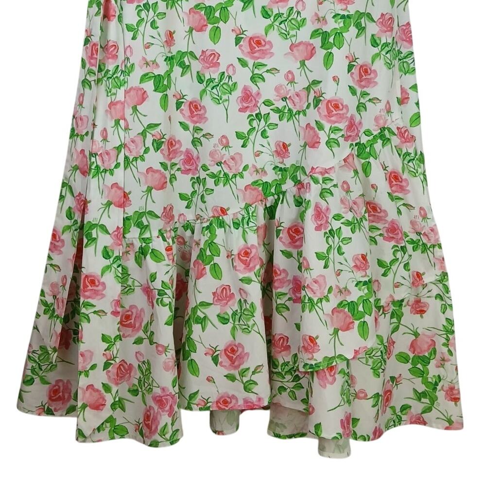 Hill House Women's SZ M The Mirabel Cotton Wrap Skirt In Pink Roses NWT - Picture 3 of 7
